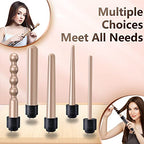 Curling Wand 5 in 1 Hair Curlers Iron Set with 5 Interchangeable Ceramic Tourmaline Barrel for Long Short Hair Styles Curling Irons Set Fast Heating Hair Cripmer for Women Gift (Champagne Gold)