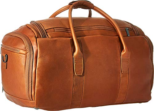 Duff Guy Colombian Leather 20" Single Compartment Top Load Travel Duffel Bag (20-Inch Top Load Duffel (W/ Shoe Compartment) / Cognac)
