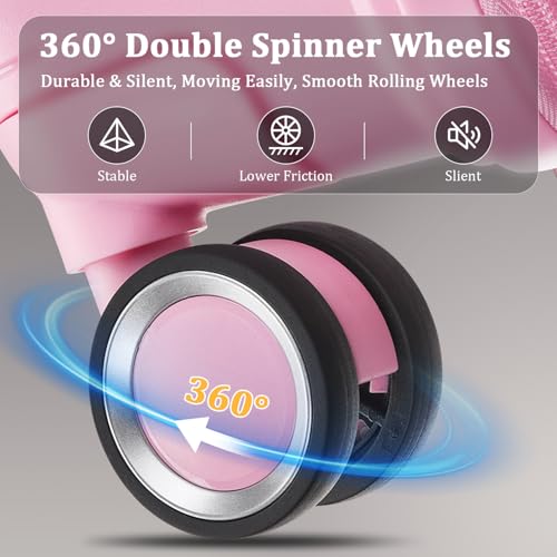 4 Piece Expandable Hardshell Pink Luggage Sets with Spinner Wheels (A#Pink / 4 Piece Set)