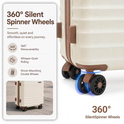 Carry On Luggage 22x14x9 Airline Approved Suitcase with Wheels (White / 3 Piece Sets (20/BP/TB))