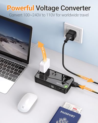 Universal Travel Adapter 220V to 110V Voltage Converter (Black)