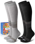 Thick Soft Cotton Compression Socks (Black and Grey Geometric / Large-X-Large)