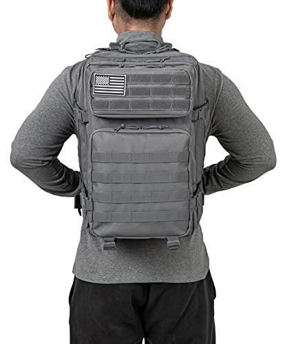 45L Military Tactical Backpack Molle Army Assault Pack CCW 3 Day survival Bug Out Bag Hiking Treeking Rucksack heavy duty backpack (3.0 Gray)