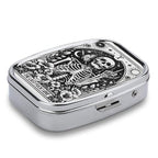 Metal 2 Compartment Pill Organizer Travel Friendly Portable Compact Pill Box Cute Pill Case to Hold Vitamins (Last)