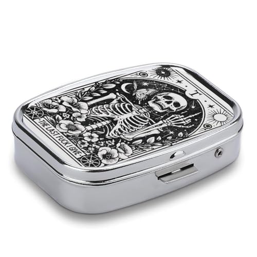Metal 2 Compartment Pill Organizer Travel Friendly Portable Compact Pill Box Cute Pill Case to Hold Vitamins (Last)
