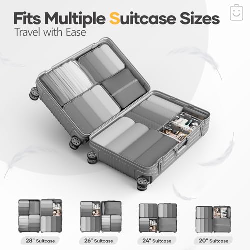 9 11 Set Compression Packing Cubes for Travel Essentials (Gray / 9 set)
