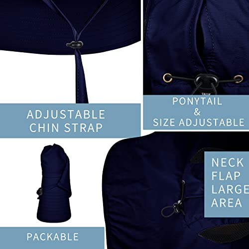 Sun Hat for Men Women with Neck Flap (6 3/4-6 7/8 / 1pack-navy)