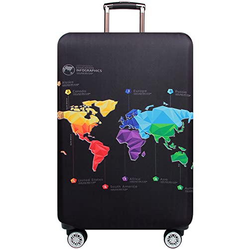 Thicker Luggage Cover Elastic Suitcase Cover Protector Fits 18 (Abstract Map / L)