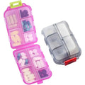 Small Pill Case Travel Pill Box Cute Pill Organizer for Purse Portable Daily Medicine Organizer 10 Compartment Pill Holder for Vitamins (Pink+grey)