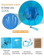 Water Resistant UPF 50+ Sun Bucket Hat Packable Brimmed for Women Men (One Size / Aqua Blue)