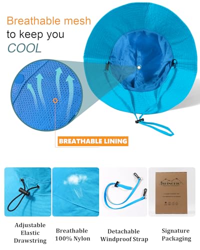Water Resistant UPF 50+ Sun Bucket Hat Packable Brimmed for Women Men (One Size / Aqua Blue)