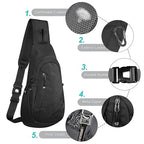 Small Sling Bag Lightweight Crossbody Bag for Women Men Hiking Backpack Travel Shoulder Bag Chest Daypack for Gym Work Outdoor Sports Black Black (Black/Black)