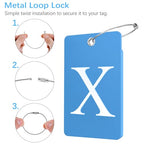 2 Pack Initial Luggage Tags for Suitcases Airplane Travel Essentials (Large X / Blue)
