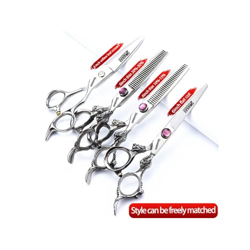 6/7/7.5/8/9-inch professional hair clipper set, stainless steel sharp hair clippers, hairdresser specific scissors (6 in-4pc) (6 In-4pc)