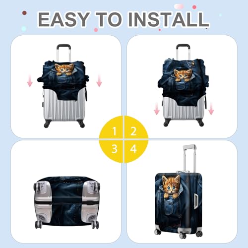 Cute Kitten in Pocket Luggage Cover (#5 / L(fits 28-30Inch suitcase))