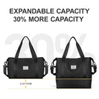 Travel Duffle Bag Carry On Weekender 18x14x8 Gym Work Bags for Women Men (A22-Black-expandable / Large)