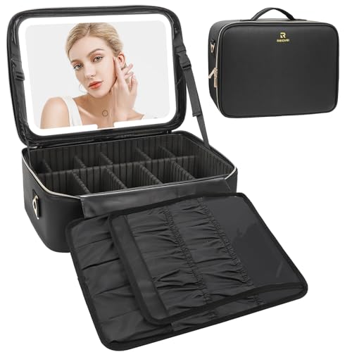 Makeup Case Large Makeup Bag with LED Mirror (Large / Black with LED Mirror)