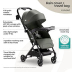 Lithe V2 Lightweight Travel Stroller Snack Tray Included (Forest)