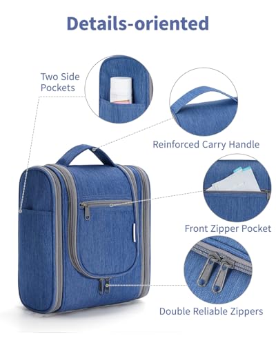 Hanging Travel Toiletry Bag for Women (AH-Navy Blue / Medium)