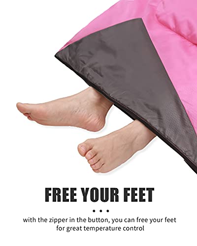 Sleeping Bags for Kids Girls Backpacking Lightweight Waterproof (3.3lb Pink)