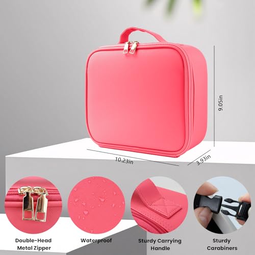 Makeup Bag with 10x Mirror (Light Red / Makeup bag with LED lights)
