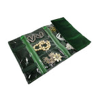Travel Jewelry Roll Bag Portable Organizer Pouch With Grids&PVC Cover Storage Bags for Necklace (Blackish Green Velvet 9 Grids)