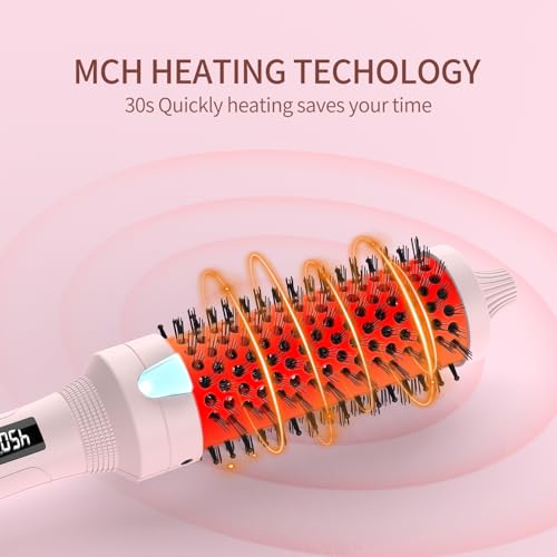 1 1 2" Ceramic Ionic Heated Round Brush for Blowout Look & Volume Curls (Pink / 1.5 Inch)