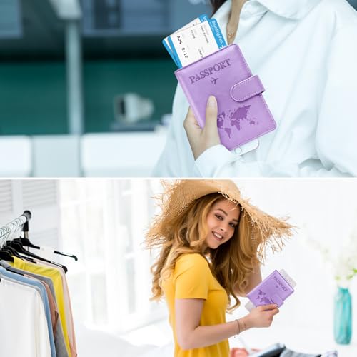 Passport Holder for Travel Essentials (Light Purple / Magnetic Clasp)