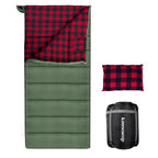 0 Degree Sleeping Bag Cotton Flannel Winter Cold Weather for Adults XXL Sleeping Bag 4 Season Big and Tall with Pillow Compression Sack (OLIVE)