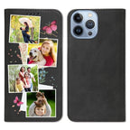Phone Wallet Case Customize Photo Designed for iPhone 17 Air 16 15 14 13 Pro Max X XS XR 12 11 Mini 7 8+ Plus SE Cover (Black-J)