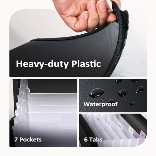7 Pockets Accordion File Organizer (Green / 7 Pocket)