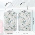 2Pcs Luggage Tag for Suitcase Sage Floral Green Leaves Cute Suitcase Tag with Privacy Flap & Name ID Label & Metal Loop (Sage Floral Green Leaves)