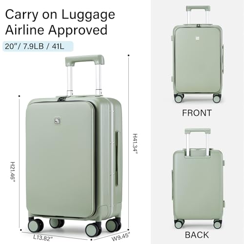 Grace Hard Shell Suitcases with Wheels (20 Inch-1 / Bamboo Green)