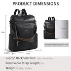 Vegan Leather Laptop Backpack for Women 15.6 inch Work Backpack Fashion Travel Backpack Purse for Business College (Black01)