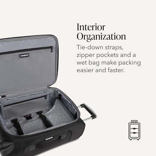 Sion Softside Expandable Spinner Luggage Durable Lightweight Travel Suitcase (3-Piece Set (Carry-On/Medium/Large) / Black)