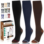 Copper Compression Dress Socks for Women & Men (Small-Medium / [3-pairs] Black/Blue/Brown)