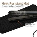Heat Resistant Silicone Mat for Hair Straightener Curling Wand (1 Pack / Black)