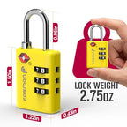 TSA Approved Luggage Locks (3 Digit Yellow 2 Pack)