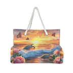 Large Beach Bags Totes Canvas Tote Shoulder Bag Soft Wave Water Resistant Bags for Gym Travel Daily Ocean (Sunset Turtle)