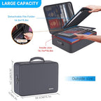 Fireproof Document Organizer Bag with Lock ＆ Accordion File Folder (Gray / 15.1" x 11.2" x 4.3")