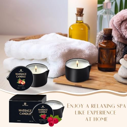 3 Pack Massage Oil Candles 2.35oz Low Temp Massage Candle Valentines Gifts (2.35 oz)