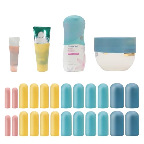 24 Pack Multi Sizes Silicone Bottle Covers Travel Essentials for Women (24 Pack)