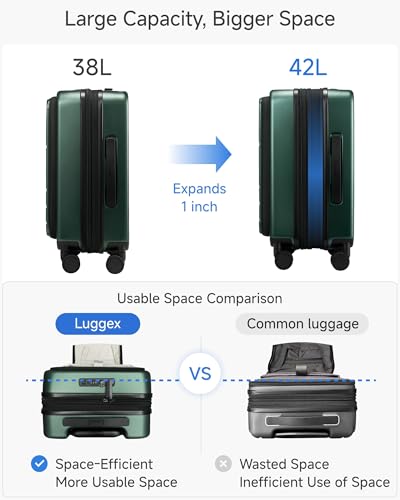 Front Pocket Expandable Carry On Luggage (Green / 20 Inch)