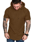 Mens Fashion Hoodies Sport Pullover Solid Color Shirt Workout Lightweight Tops Brown (Small / Brown1)