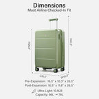24 Inch Luggage with Spinner Wheels (Bamboo Green / 24 Inch EXT)