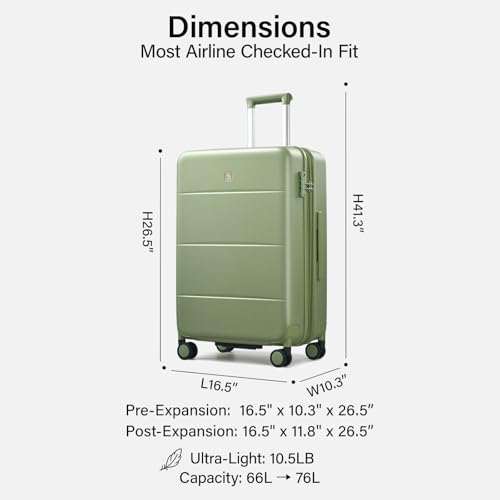 24 Inch Luggage with Spinner Wheels (Bamboo Green / 24 Inch EXT)