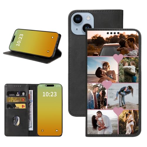 Custom Wallet Phone Case for iPhone 14 Plus (iPhone 14 Plus / Black-E)