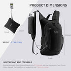 10L Small Hiking Backpack Travel Daypack Lightweight Packable Back Pack for Women Men (Black)