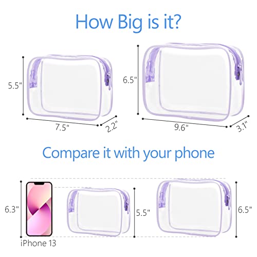 Clear Makeup Bag Travel (2 Light Purple / Mixed Size Series (1 Medium + 1 Large))