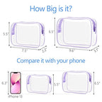 Clear Makeup Bag Travel (2 Light Purple / Mixed Size Series (1 Medium + 1 Large))